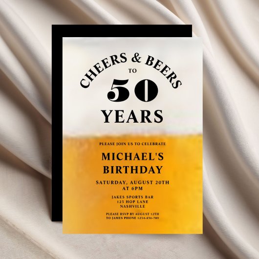 Invitation Cheers And Beers 50th Birthday
