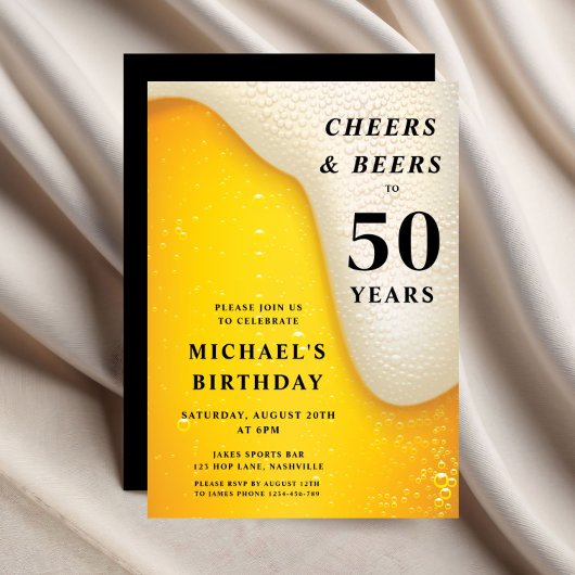 Invitation Cheers And Beers 50th Birthday