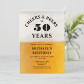 Invitation Cheers And Beers 50th Birthday (Debout devant)