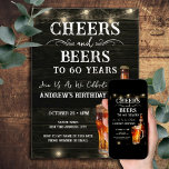 Invitation Cheers and Beers 60th Birthday Bar Lights<br><div class="desc">Salutations et bières Invitations d'anniversaire. Facile à personnaliser. Tout le texte est ajustable et facile à changer pour vos besoins de partie. Chaîne éclairant des éléments arrière - plans rustiques. Fun Chalkboard tourbillonne et fleurit. Boue à bière aquarelle. Invitations pour lui. Barre ou jardin barbecue design anniversaire. N'importe quel âge,...</div>