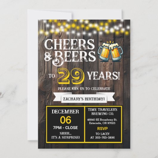 Invitation Cheers and Beers to 29 Years Surprise Brewery (Devant)