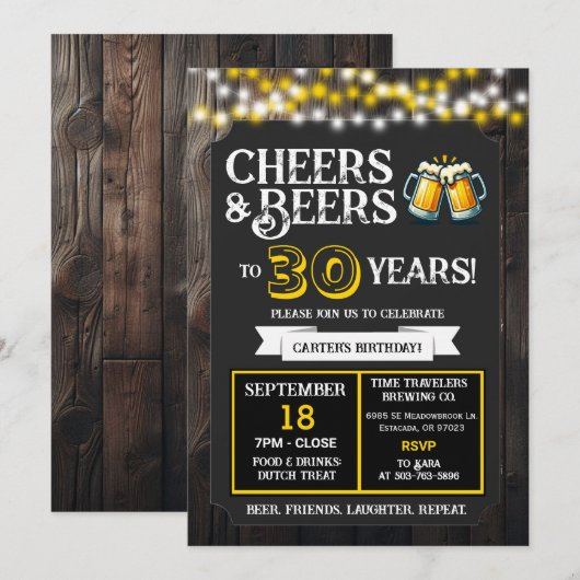 Invitation Cheers and Beers to 30 Years Brewery Birthday (Devant / Derrière)