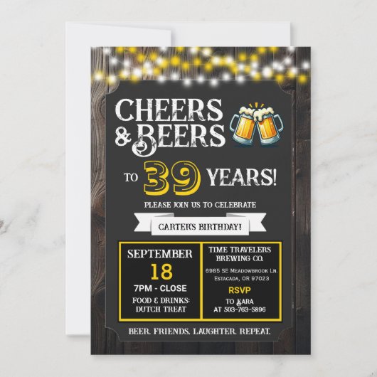 Invitation Cheers and Beers to 39 Years Brewery Birthday (Devant)