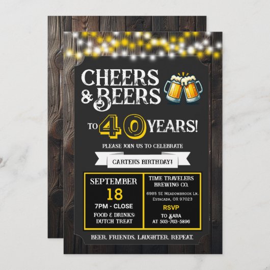 Invitation Cheers and Beers to 40 Years Brewery Birthday (Devant / Derrière)