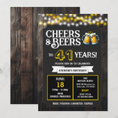 Invitation Cheers and Beers to 41 Years Backyard BBQ Birthday (Devant / Derrière)