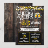 Invitation Cheers and Beers to 45 Years Backyard BBQ Birthday (Devant / Derrière)
