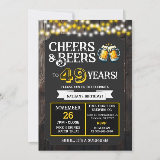 Invitation Cheers and Beers to 49 Years Surprise Brewery (Devant)