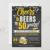 Invitation Cheers and Beers to 50 Years, Beer-Themed  (Devant)