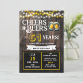 Invitation Cheers and Beers to 61 Years Backyard BBQ Birthday (Debout devant)