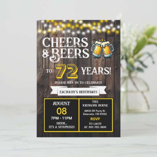 Invitation Cheers and Beers to 72 Years Surprise Backyard (Debout devant)