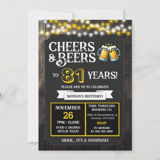 Invitation Cheers and Beers to 81 Years Surprise Brewery (Devant)