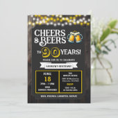 Invitation Cheers and Beers to 90 Years Backyard BBQ Birthday (Debout devant)