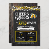 Invitation Cheers and Beers to 90 Years Backyard BBQ Birthday (Devant / Derrière)
