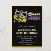 Invitation Cheers Beer Drinks Black Chalkboard 87e anniversai (Devant / Derrière)