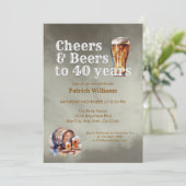 Invitation Cheers Beers 40 Years Black Smokey Men's Birthday (Debout devant)