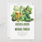 Invitation Cheers Beers Adulte Anniversaire St. Patrick's Day (Devant)