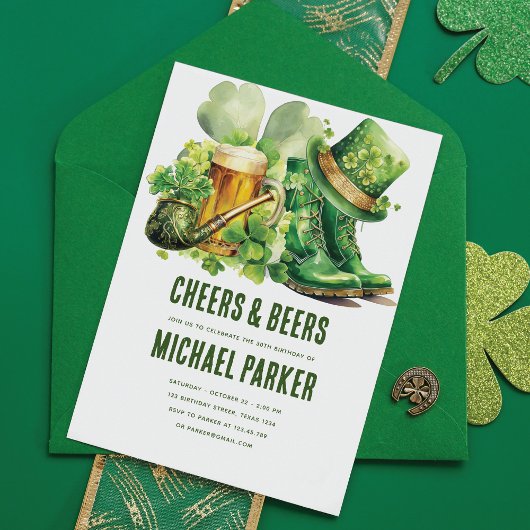 Invitation Cheers Beers Adulte Anniversaire St. Patrick's Day