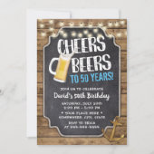 Invitation Cheers & Beers Gold Ancre Rustique 50e anniversair (Devant)