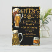 Invitation Cheers & Beers Gold Black Pub Bar Anniversaire (Debout devant)