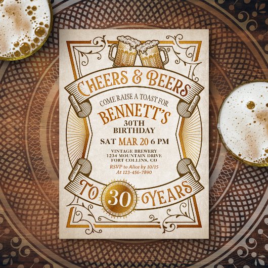 Invitation Cheers Beers Mens Drôle Anniversaire