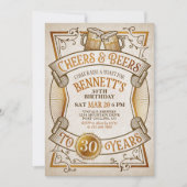 Invitation Cheers Beers Mens Drôle Anniversaire (Devant)