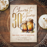 Invitation Cheers & Beers Mens Funny 30e anniversaire<br><div class="desc">Célébrez le grand 3-0 avec style et humour avec ce design vintage d'anniversaire de bière. La typographie dorée est élégante et évoque un verre de bière cool, lui conférant une atmosphère rétro vintage classique. Parfait pour l'homme (ou la femme !) dans votre vie qui aime leurs lagers, les bières et...</div>