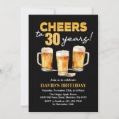 Invitation Cheers & Beers Mens Funny 30e anniversaire (Devant)