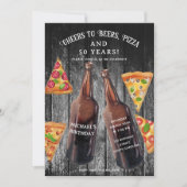 Invitation Cheers Beers Pizza 50th Beer Birthday Party (Devant)