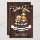 Invitation Cheers & Beers Rustic 56ème Pays Fête d'anniversai (Devant / Derrière)