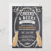 Invitation Cheers & Beers Rustic Chalkboard 30e anniversaire (Devant)