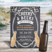 Invitation Cheers & Beers Rustic Chalkboard 30e anniversaire