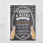 Invitation Cheers & Beers Rustic Chalkboard 50e anniversaire (Devant)