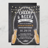 Invitation Cheers & Beers Rustic Chalkboard 50e anniversaire (Devant / Derrière)
