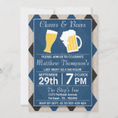 Invitation Cheers & Beers Tendance Blue Enterrement de Vie de (Devant)
