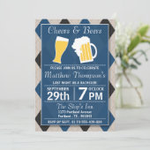 Invitation Cheers & Beers Tendance Blue Enterrement de Vie de (Debout devant)