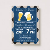 Invitation Cheers & Beers Tendance Blue Enterrement de vie de