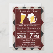 Invitation Cheers & Beers Tendance Rouge Enterrement de Vie d (Devant)