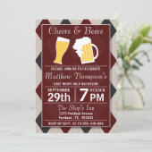 Invitation Cheers & Beers Tendance Rouge Enterrement de Vie d (Debout devant)