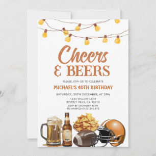 Invitation Cheers & Bières Adulte Anniversaire String Lights 