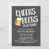 Invitation Cheers & Bières Anniversaire de la fête Chalkboard (Devant)