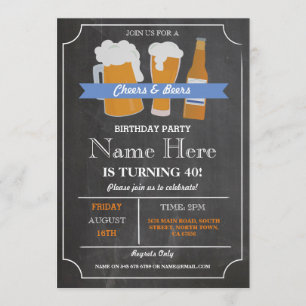 Invitation Cheers & Bières BBQ Anniversaire Fête N'IMPORTE QU