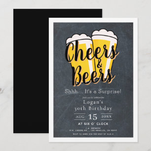 Invitation Cheers & Bières Chalkboard Surprise fête d'anniver