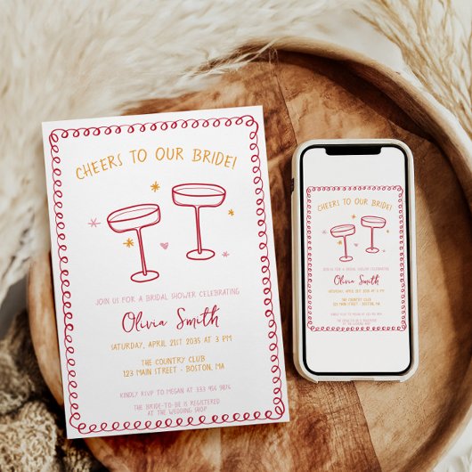 Invitation Cheers Bridal douche whimsical