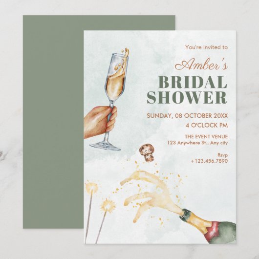 Invitation Cheers bridal shower (Devant / Derrière)