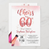 Invitation CHEERS D'Anniversaire À # ANNÉES Rose Gold Script (Devant / Derrière)