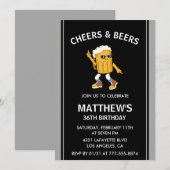 Invitation Cheers et bières Boissons Humour Funny 36e anniver (Devant / Derrière)