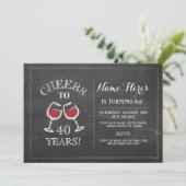 Invitation Cheers Red Wine Anniversaire Boire Chalk Invitatio (Debout devant)
