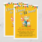 Invitation Cheers to 21 Years Modern 21st Birthday  Fiesta (Devant / Derrière)