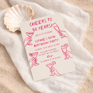 Invitation Cheers to 30 Years Beige Cocktail 30th Birthday