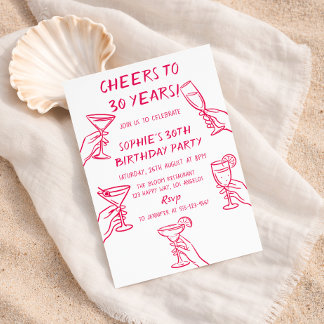 Invitation Cheers to 30 Years White Cocktail 30th Birthday
